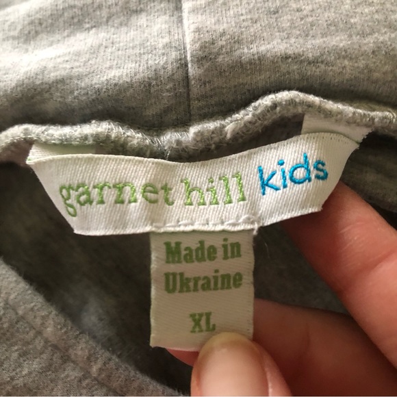 Garnet Hill Kids Gray Embroidered Sleeve Asymmetrical Hooded Lightweight Jacket - Picture 4 of 6